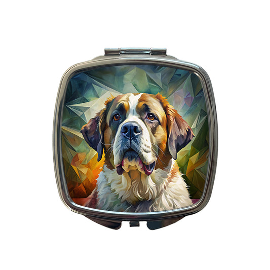 Saint Bernard Dog Contemporary Art Small Travel Purse Handbag Pocket Makeup Compact Mirror