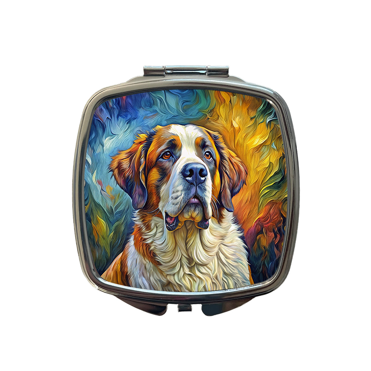 Saint Bernard Dog Expressionism Art Small Travel Purse Handbag Pocket Makeup Compact Mirror