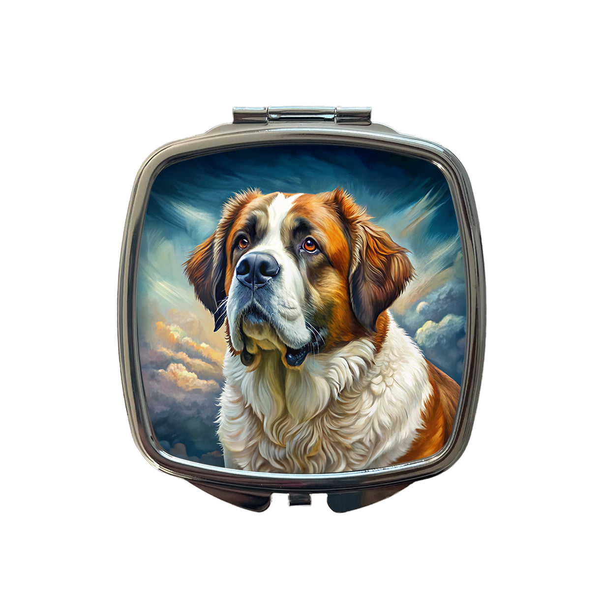Saint Bernard Dog Illustration Small Travel Purse Handbag Pocket Makeup Compact Mirror