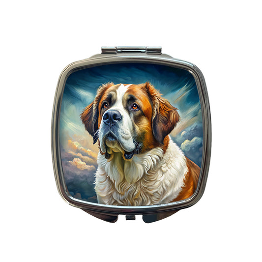 Saint Bernard Dog Illustration Small Travel Purse Handbag Pocket Makeup Compact Mirror