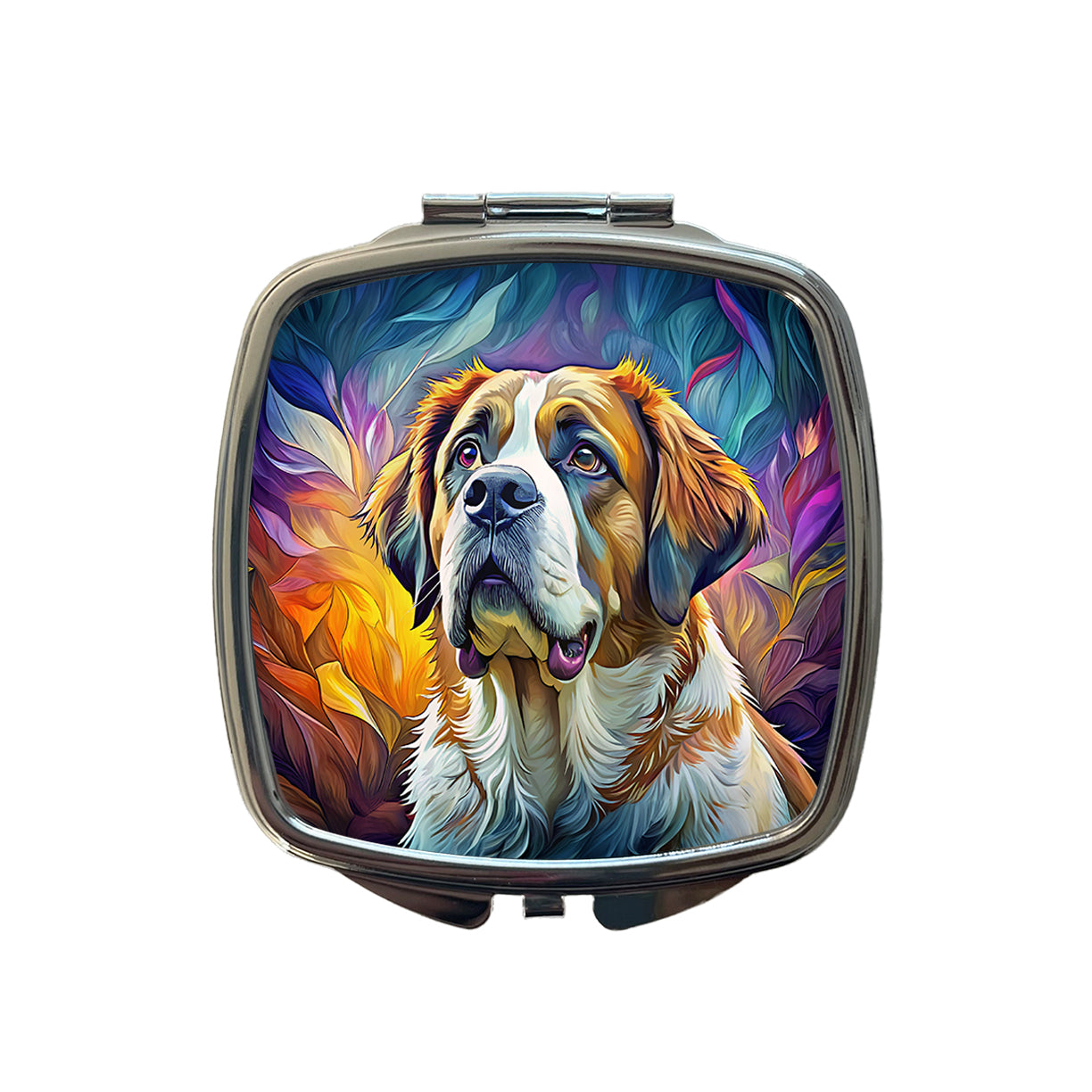 Saint Bernard Dog Pop Art Small Travel Purse Handbag Pocket Makeup Compact Mirror