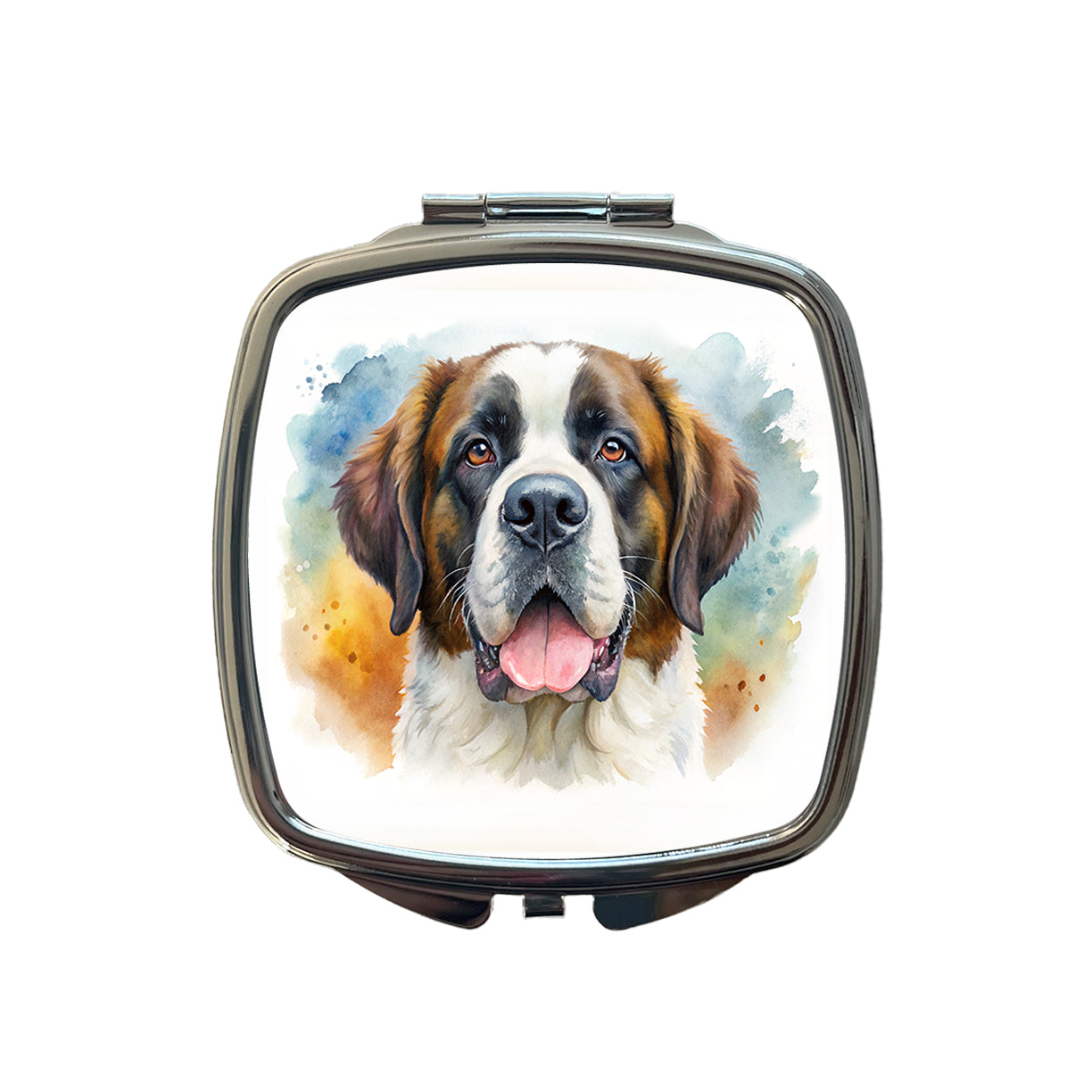 Saint Bernard Dog Watercolor Style Small Travel Purse Handbag Pocket Makeup Compact Mirror