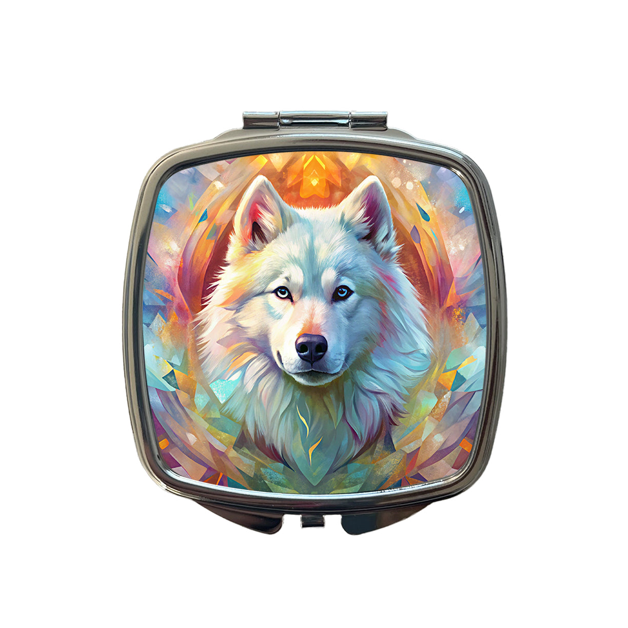 Samoyed Dog Abstract Art Small Travel Purse Handbag Pocket Makeup Compact Mirror