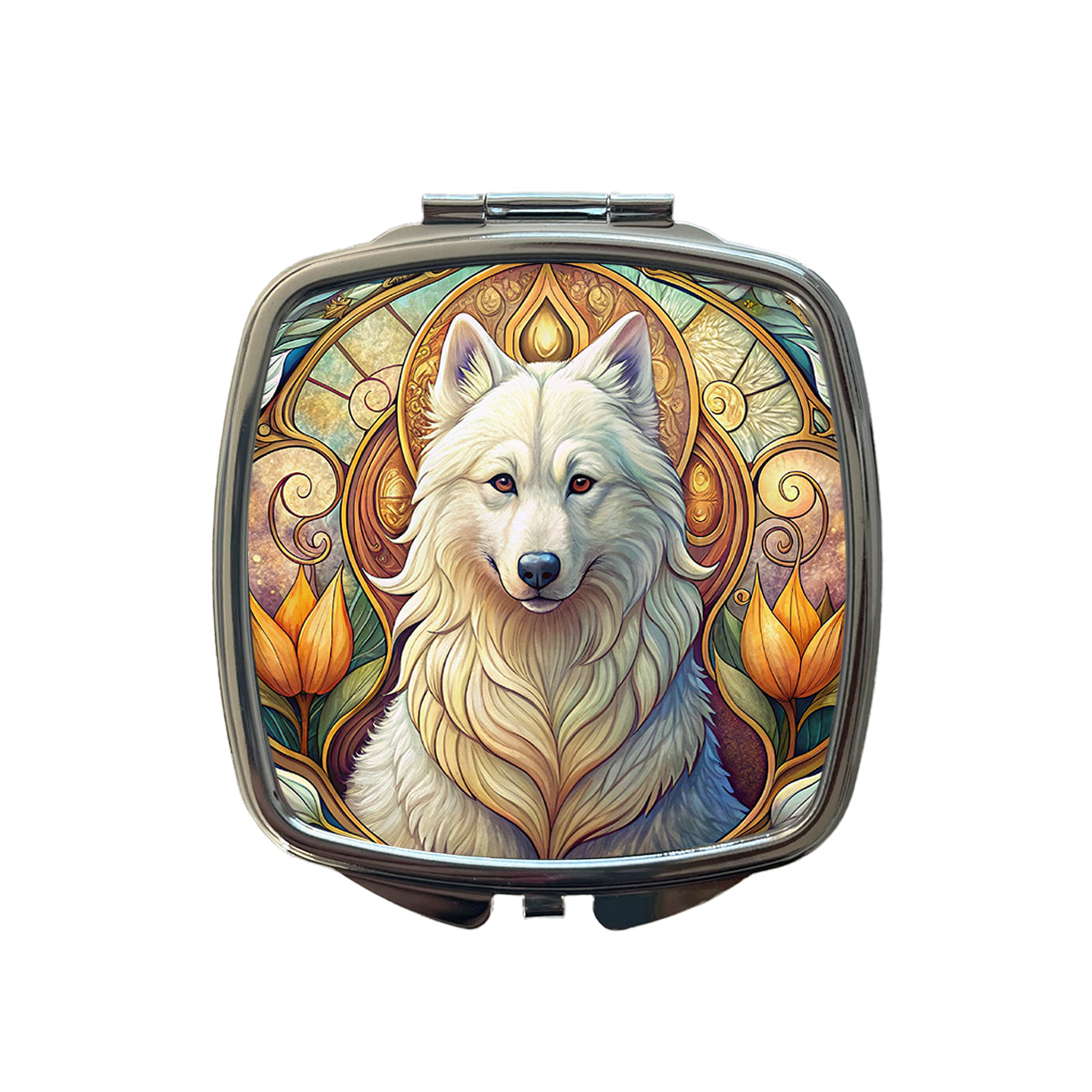 Samoyed Dog Art Nouveau Small Travel Purse Handbag Pocket Makeup Compact Mirror
