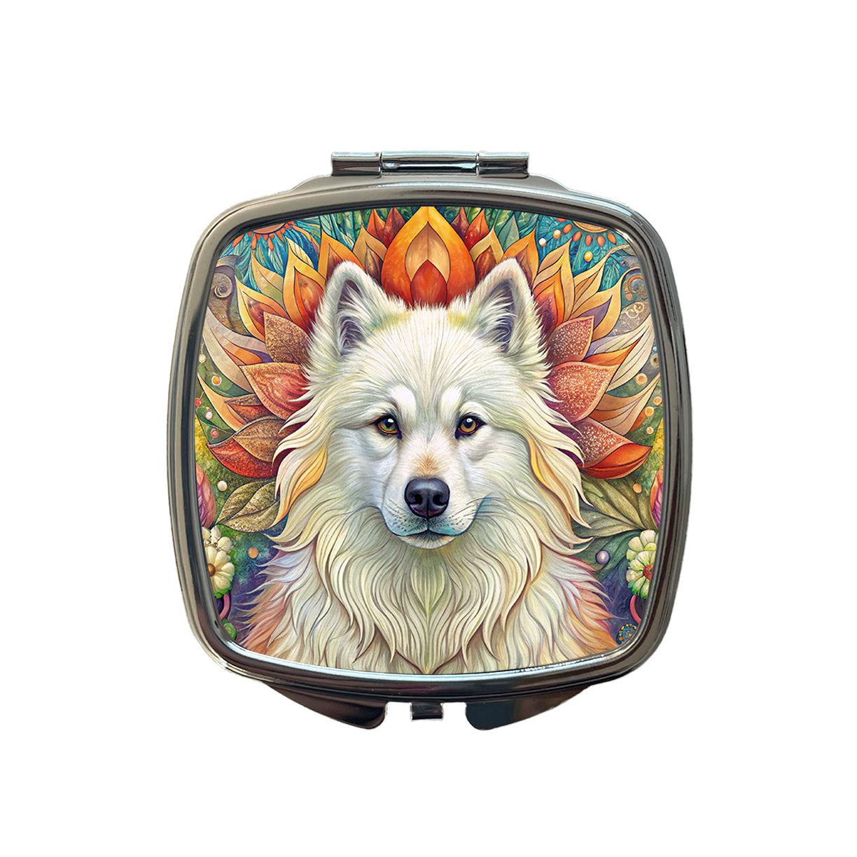 Samoyed Dog Bohemian Art Small Travel Purse Handbag Pocket Makeup Compact Mirror