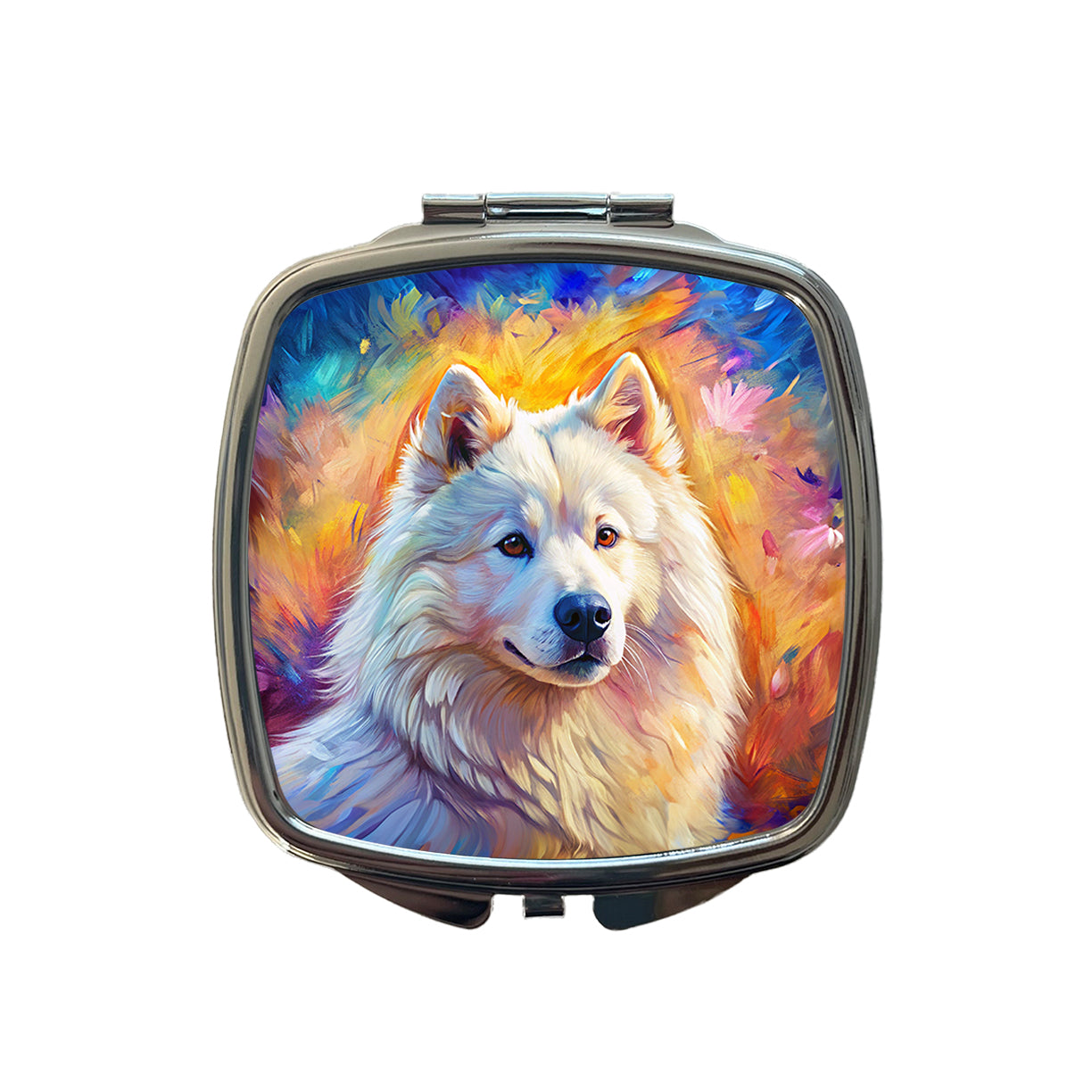 Samoyed Dog Expressionism Art Small Travel Purse Handbag Pocket Makeup Compact Mirror