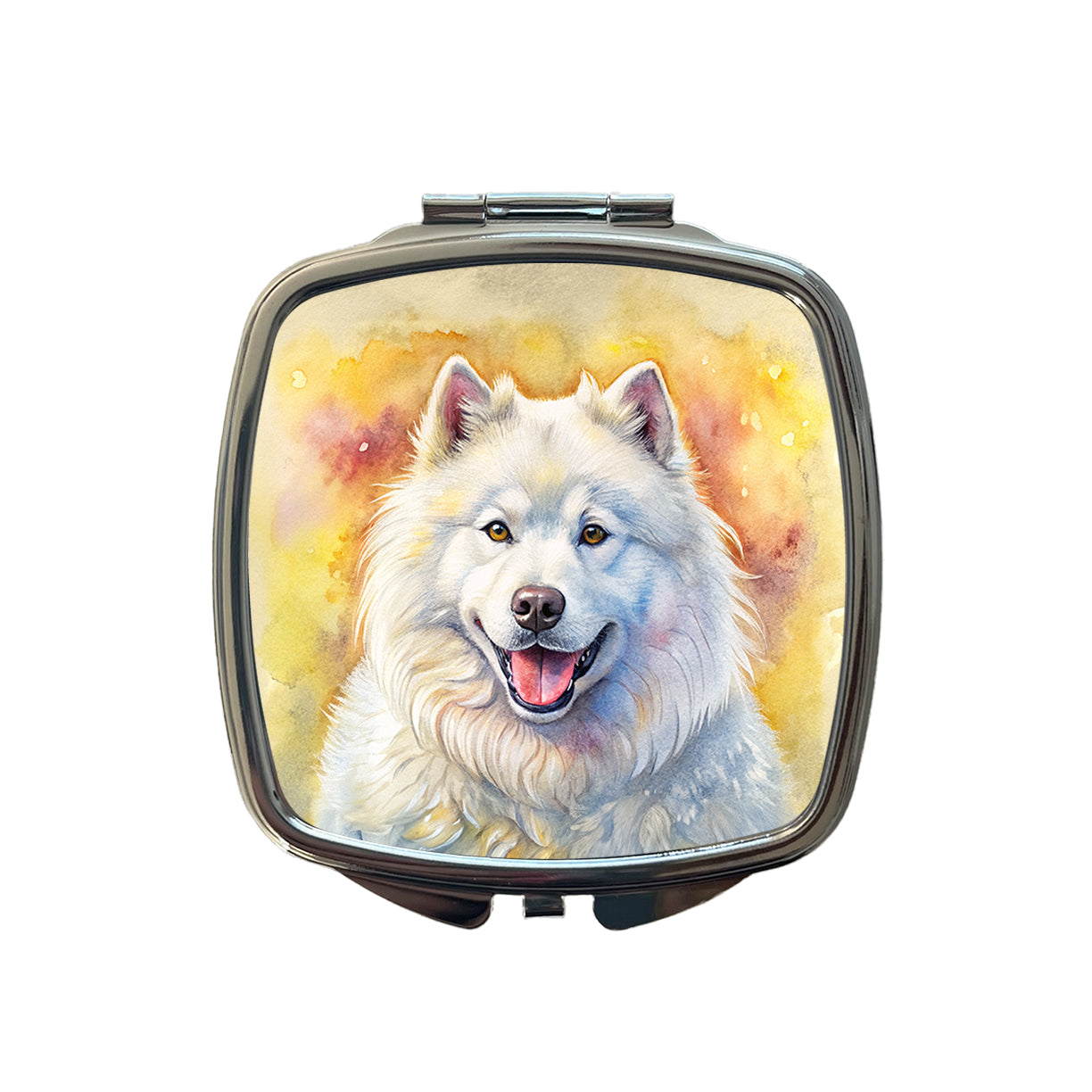 Samoyed Dog Illustration Small Travel Purse Handbag Pocket Makeup Compact Mirror