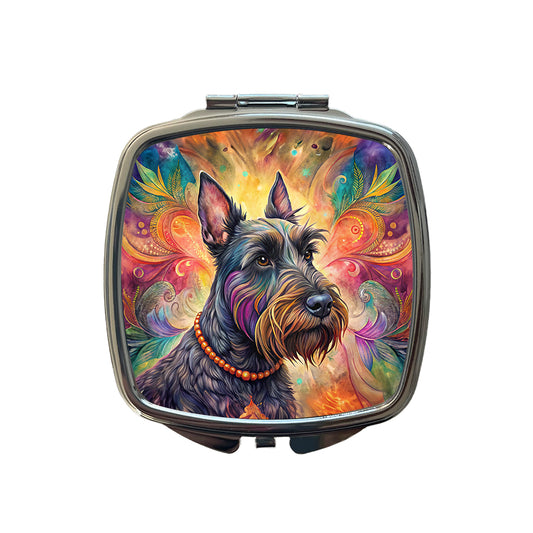 Scottish Terrier Dog Bohemian Art Small Travel Purse Handbag Pocket Makeup Compact Mirror