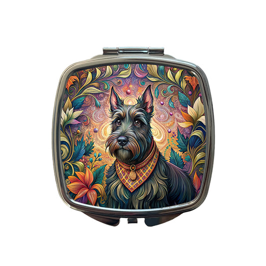 Scottish Terrier Dog French Bohemian Art Small Travel Purse Handbag Pocket Makeup Compact Mirror