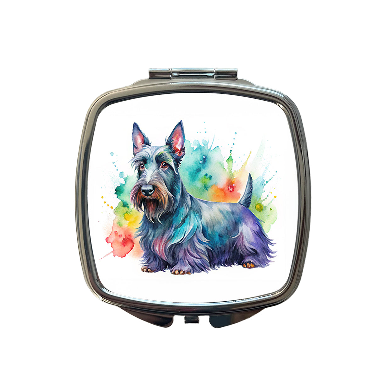 Scottish Terrier Dog Watercolor Style Small Travel Purse Handbag Pocket Makeup Compact Mirror