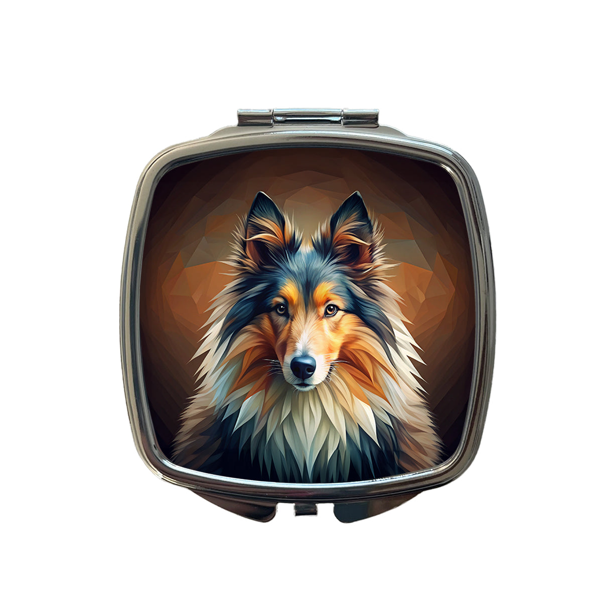 Shetland Sheepdog Sheltie Dog Abstract Stylized Art Small Travel Purse Handbag Pocket Makeup Compact Mirror