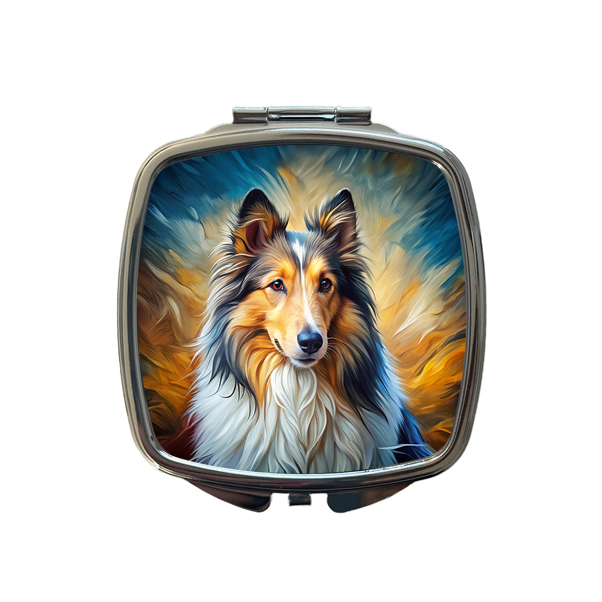 Shetland Sheepdog Sheltie Dog Expressionism Art Small Travel Purse Handbag Pocket Makeup Compact Mirror