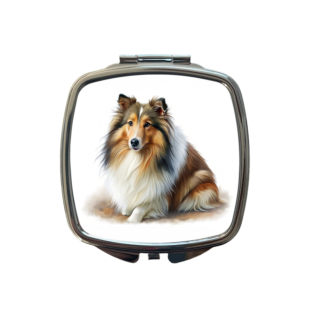 Shetland Sheepdog Sheltie Dog Illustration Small Travel Purse Handbag Pocket Makeup Compact Mirror