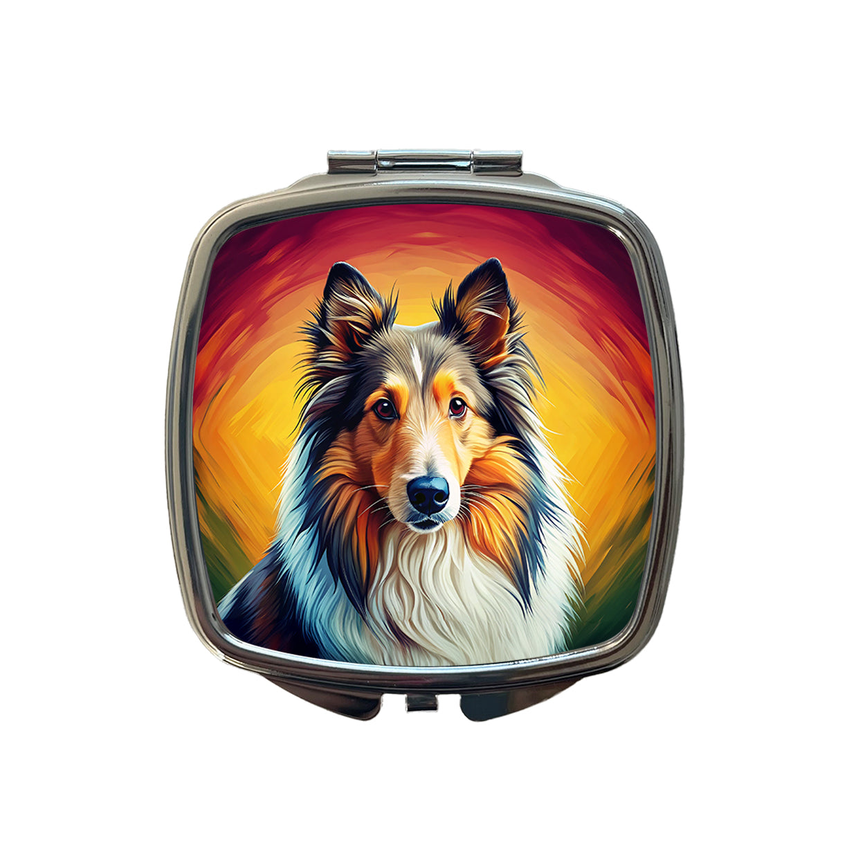 Shetland Sheepdog Sheltie Dog Pop Art Small Travel Purse Handbag Pocket Makeup Compact Mirror