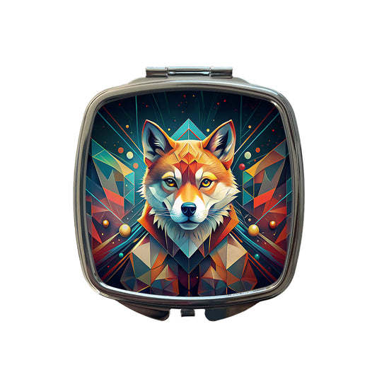 Shiba Inu Dog Abstract Stylized Art Small Travel Purse Handbag Pocket Makeup Compact Mirror