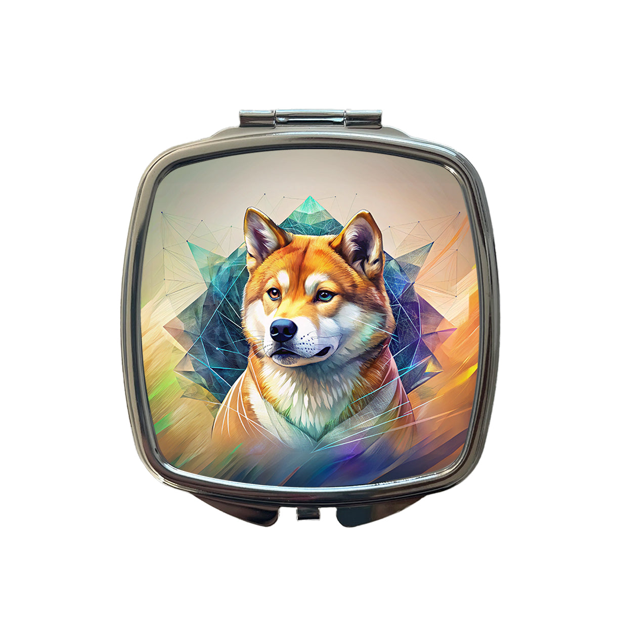 Shiba Inu Dog Contemporary Art Small Travel Purse Handbag Pocket Makeup Compact Mirror
