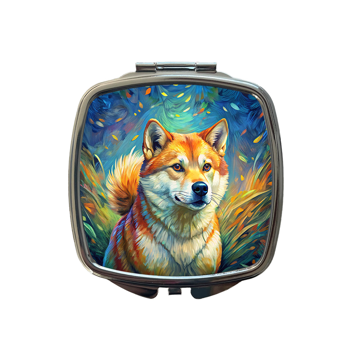 Shiba Inu Dog Expressionism Art Small Travel Purse Handbag Pocket Makeup Compact Mirror