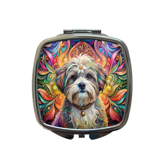 Shih Tzu Dog Bohemian Art Small Travel Purse Handbag Pocket Makeup Compact Mirror