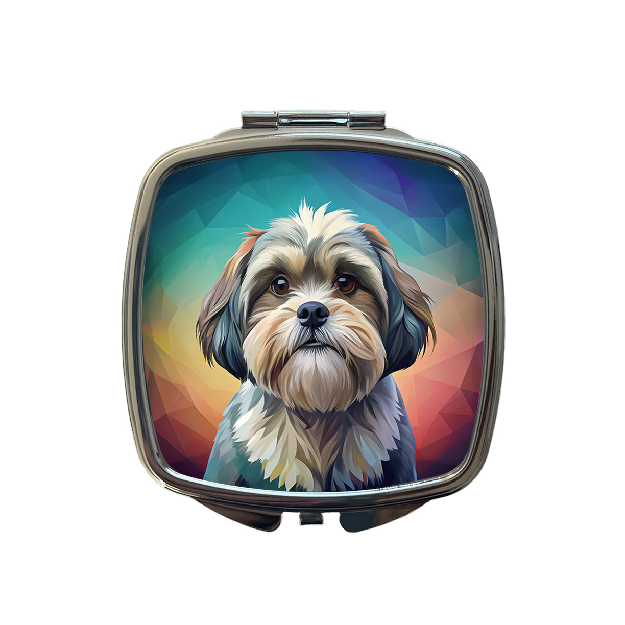 Shih Tzu Dog Contemporary Art Small Travel Purse Handbag Pocket Makeup Compact Mirror