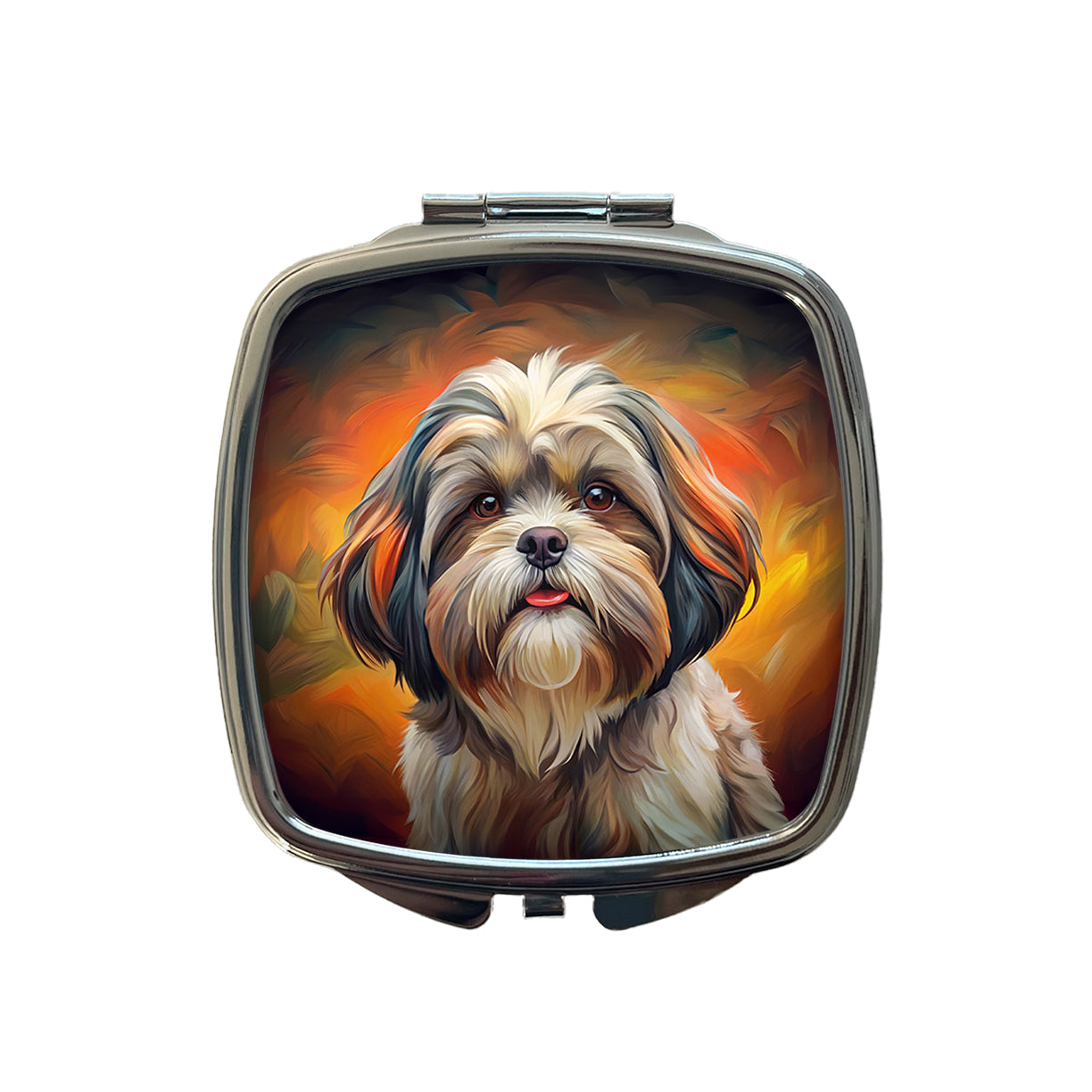 Shih Tzu Dog Expressionism Art Small Travel Purse Handbag Pocket Makeup Compact Mirror