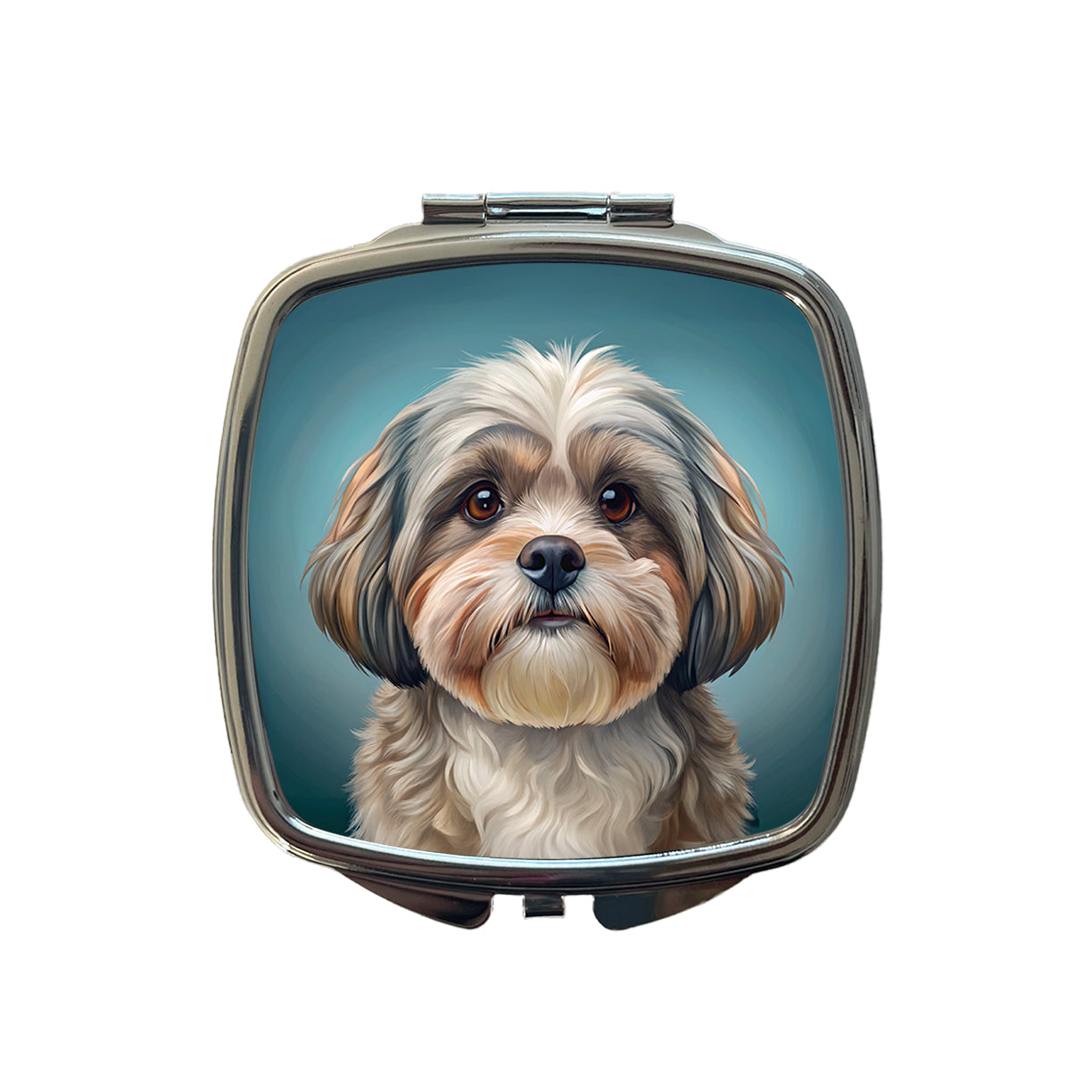 Shih Tzu Dog Illustration Small Travel Purse Handbag Pocket Makeup Compact Mirror