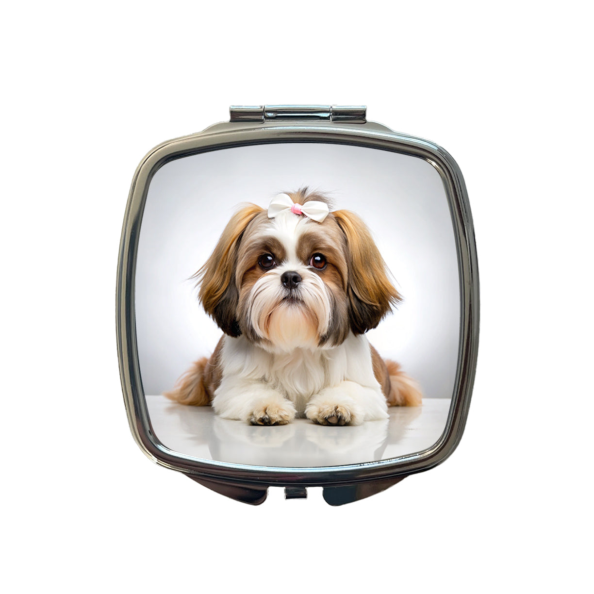 Shih Tzu Dog Photo Small Travel Purse Handbag Pocket Makeup Compact Mirror
