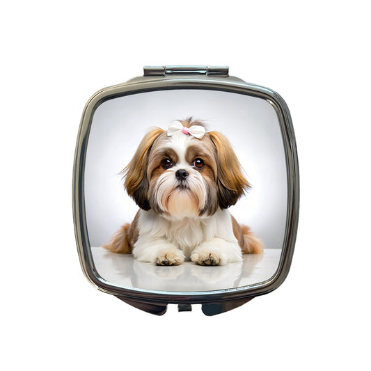 Shih Tzu Dog Photo Small Travel Purse Handbag Pocket Makeup Compact Mirror
