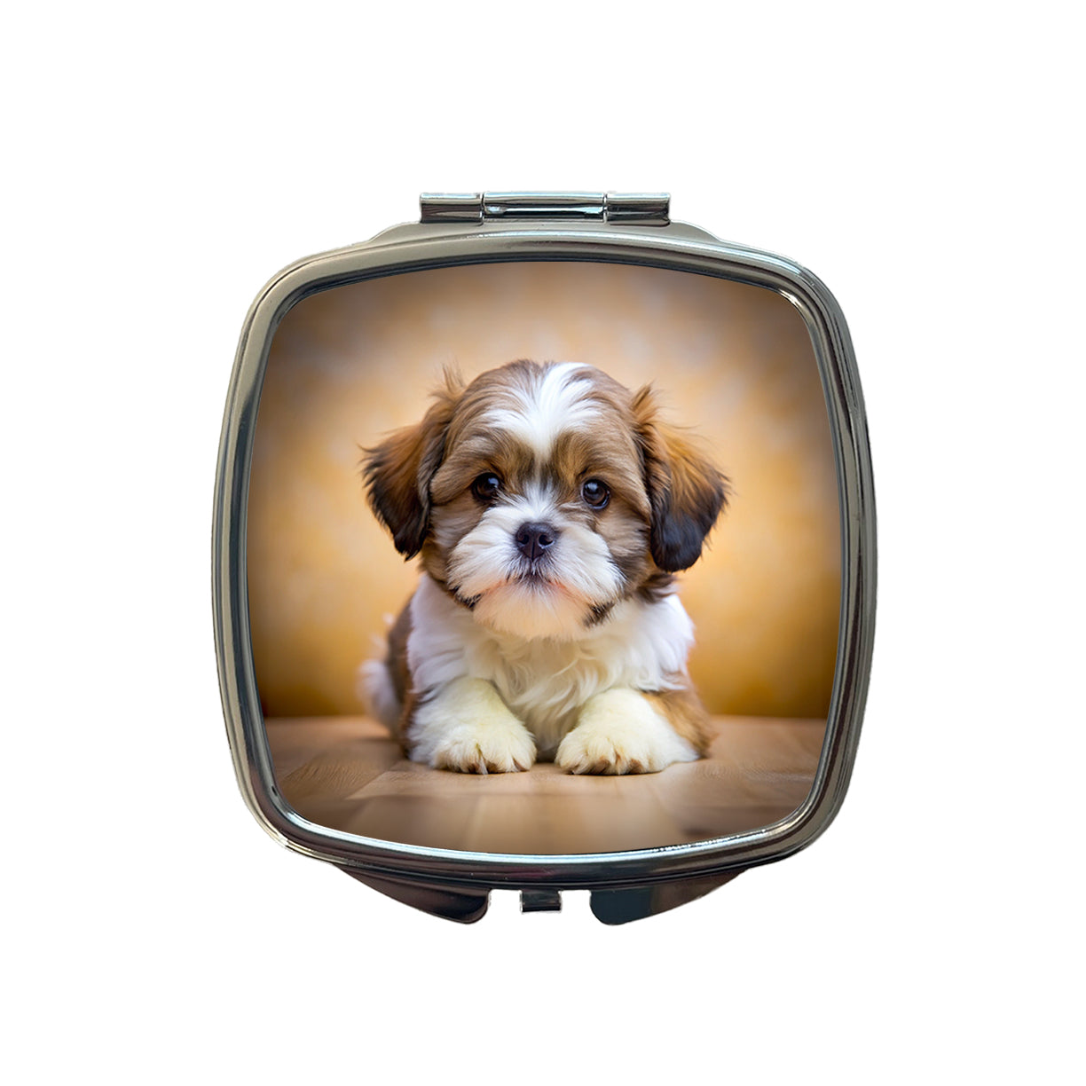 Shih Tzu Dog Puppy Photo Small Travel Purse Handbag Pocket Makeup Compact Mirror