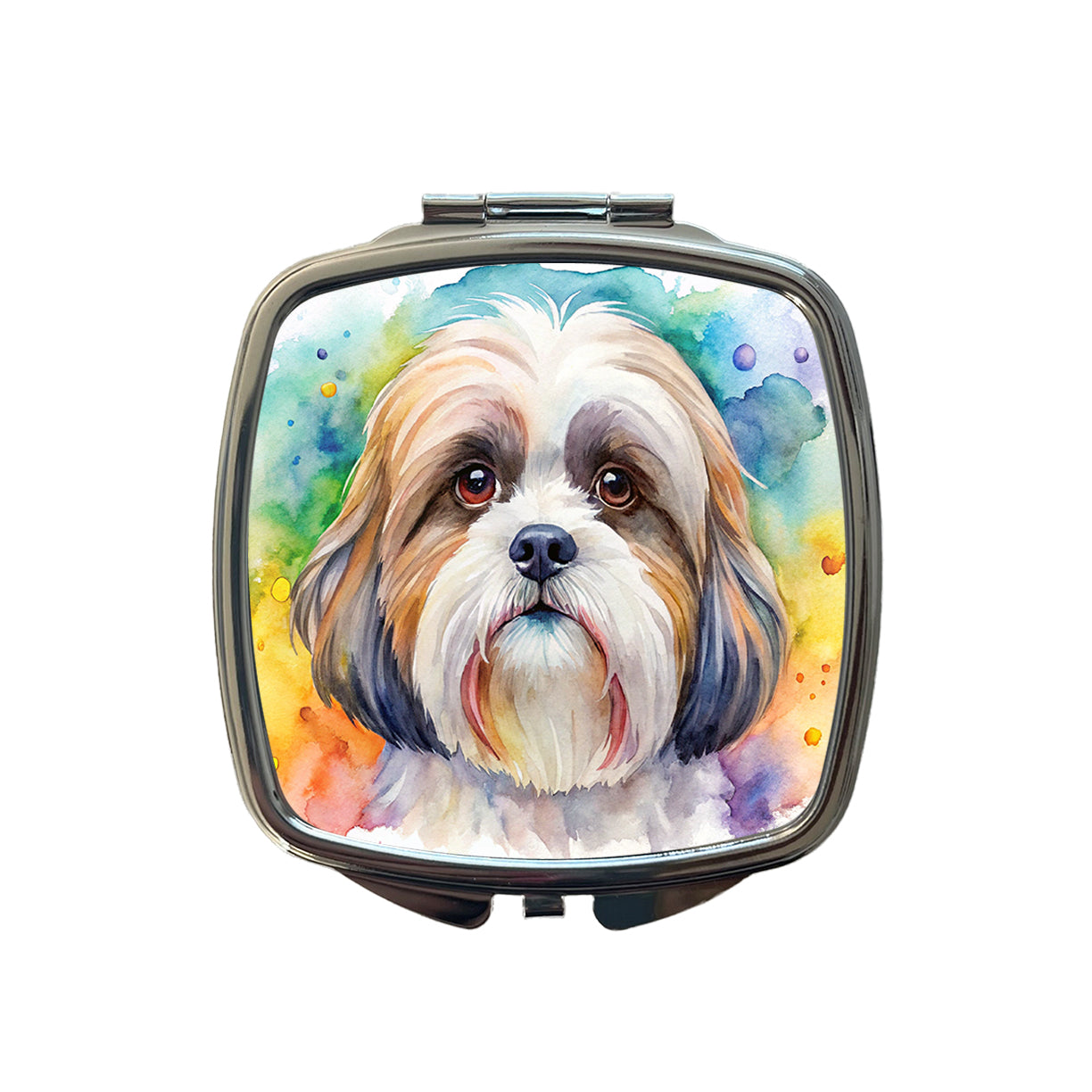 Shih Tzu Dog Watercolor Style Small Travel Purse Handbag Pocket Makeup Compact Mirror