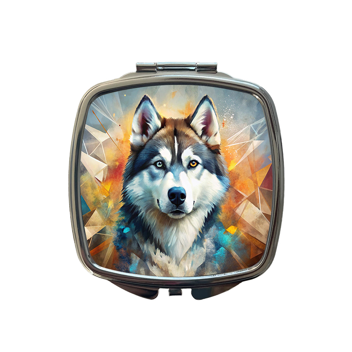 Siberian Husky Dog Abstract Art Small Travel Purse Handbag Pocket Makeup Compact Mirror