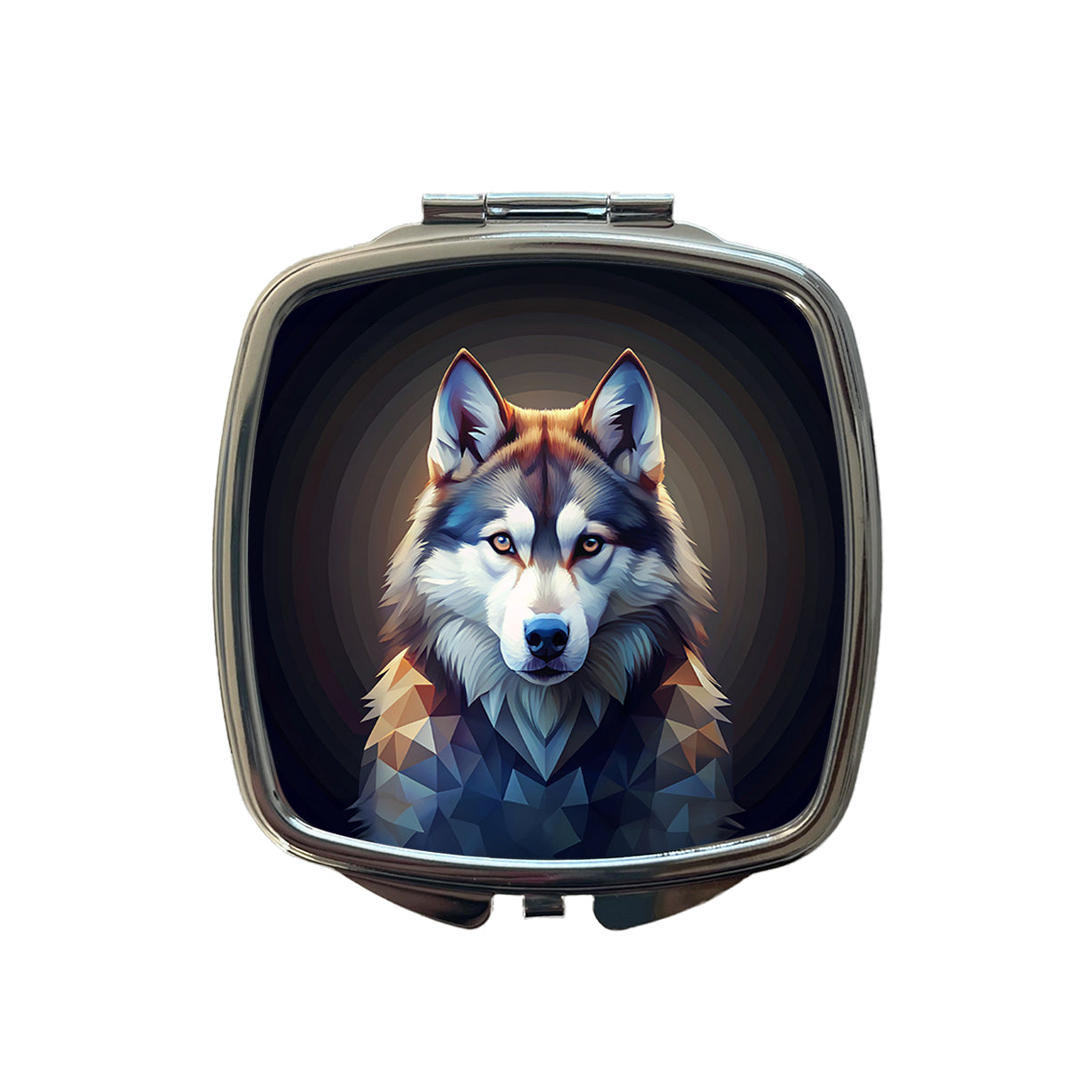 Siberian Husky Dog Abstract Stylized Art Small Travel Purse Handbag Pocket Makeup Compact Mirror
