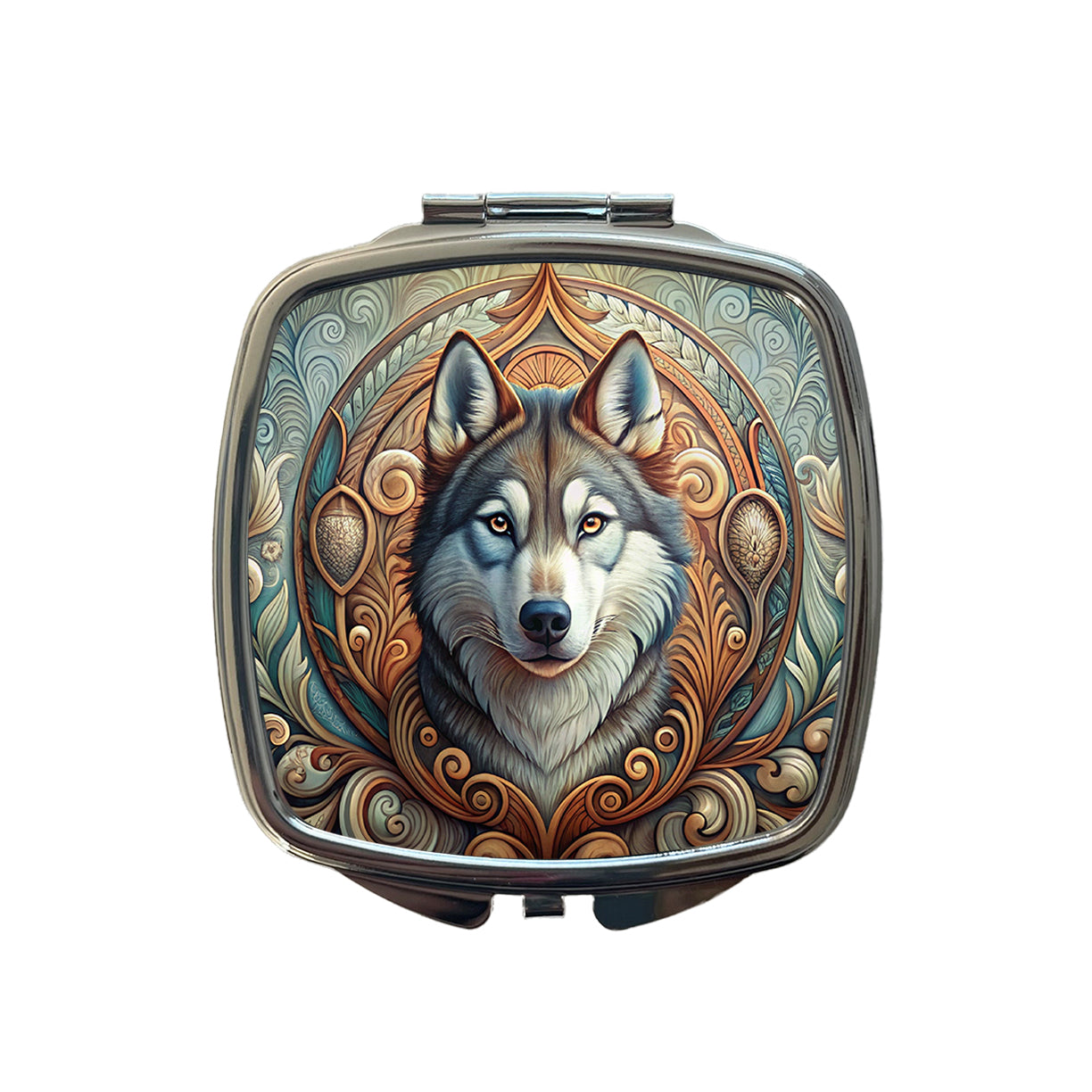 Siberian Husky Dog Art Nouveau Small Travel Purse Handbag Pocket Makeup Compact Mirror