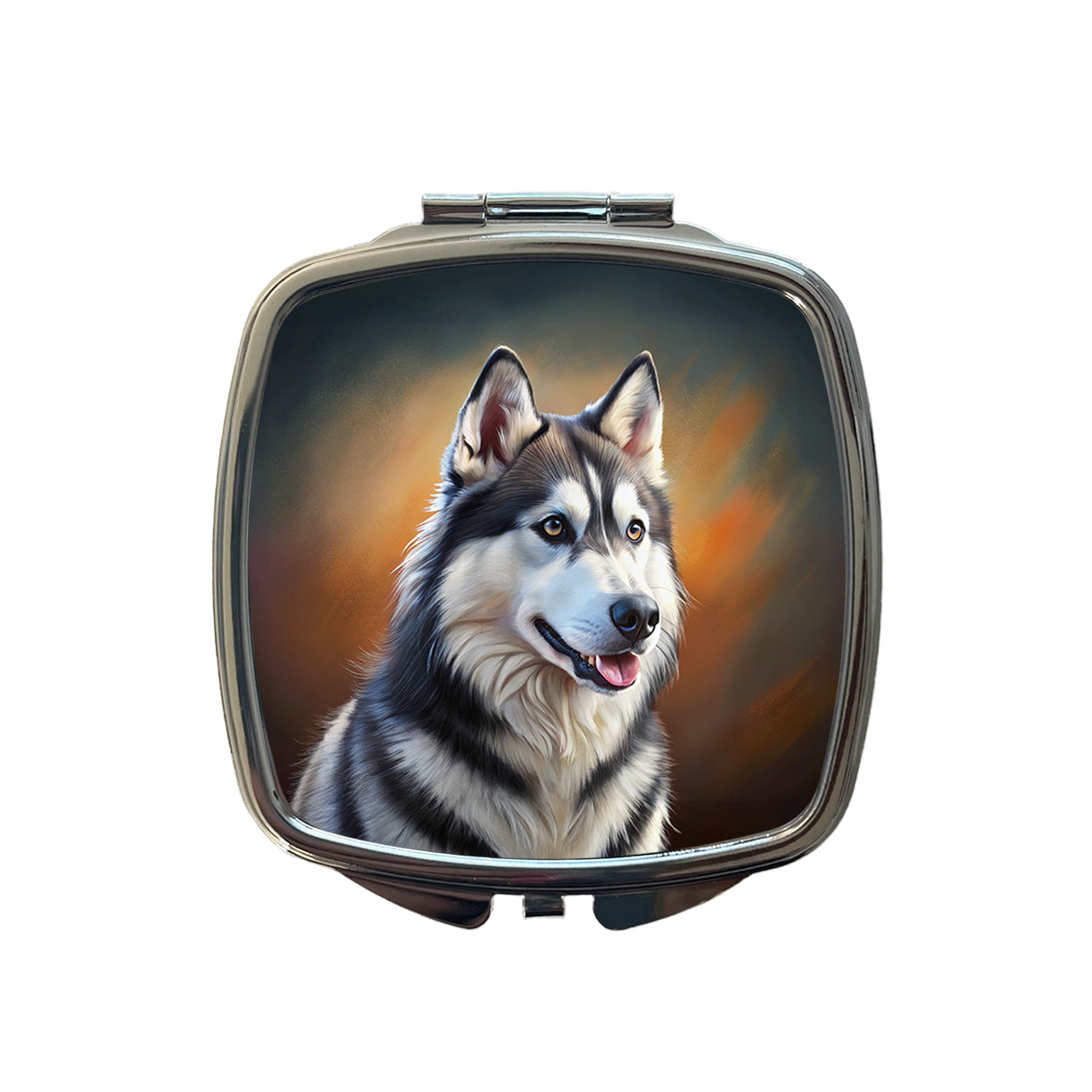 Siberian Husky Dog Illustration Small Travel Purse Handbag Pocket Makeup Compact Mirror