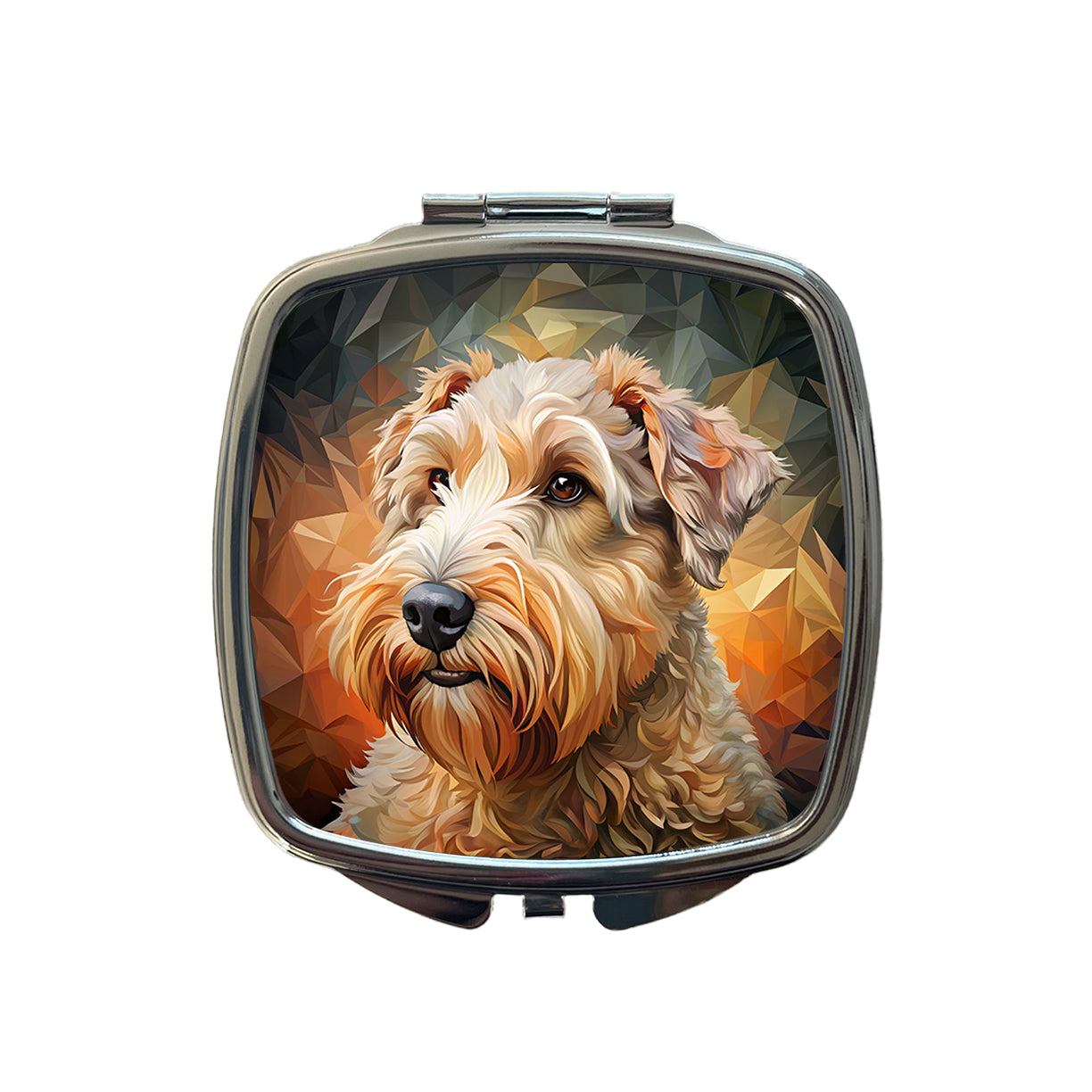 Soft Coated Wheaten Terrier Dog Abstract Stylized Art Small Travel Purse Handbag Pocket Makeup Compact Mirror