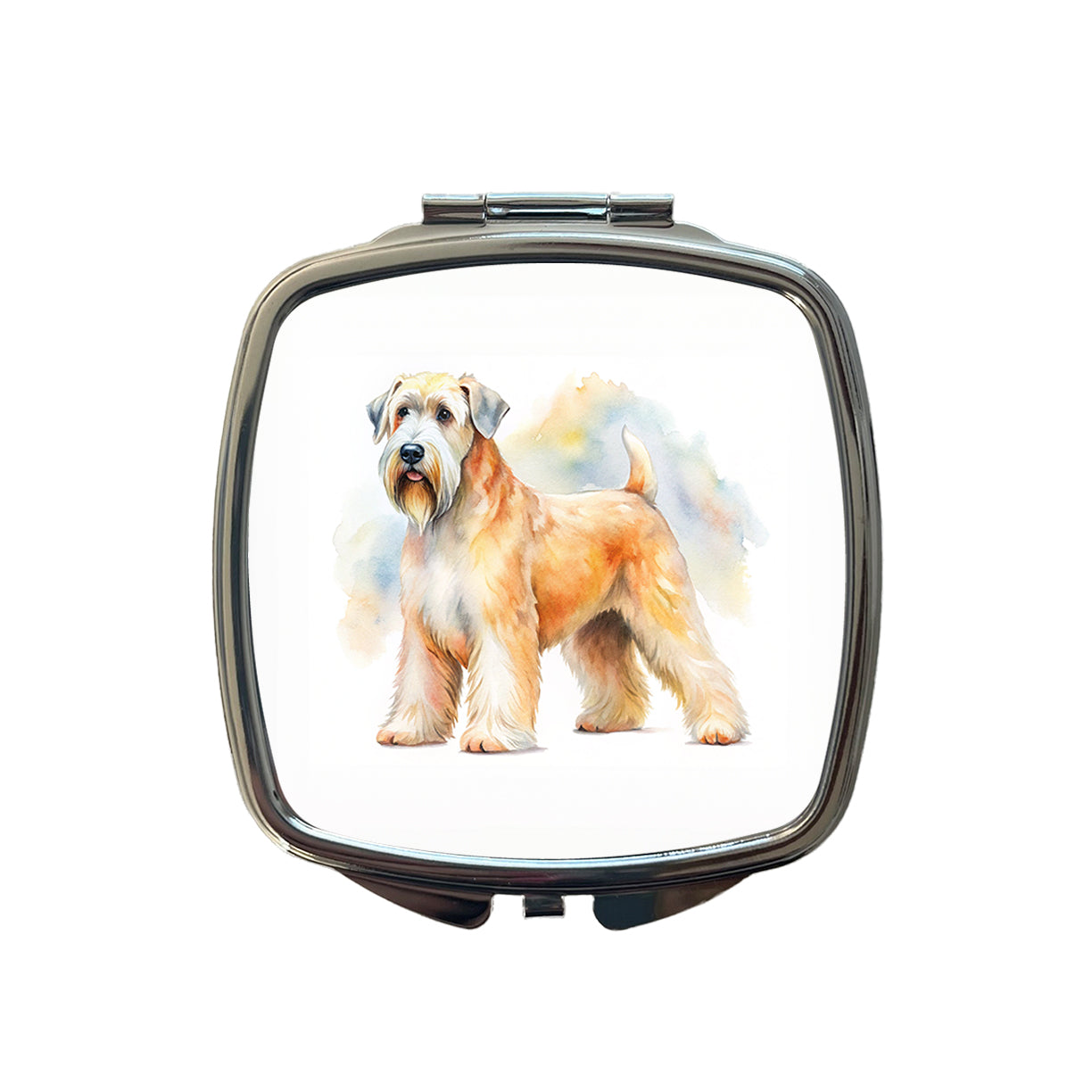 Soft Coated Wheaten Terrier Dog Watercolor Style Small Travel Purse Handbag Pocket Makeup Compact Mirror