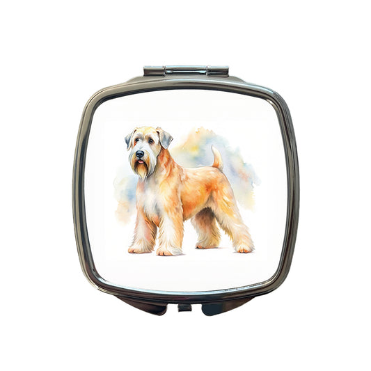 Soft Coated Wheaten Terrier Dog Watercolor Style Small Travel Purse Handbag Pocket Makeup Compact Mirror