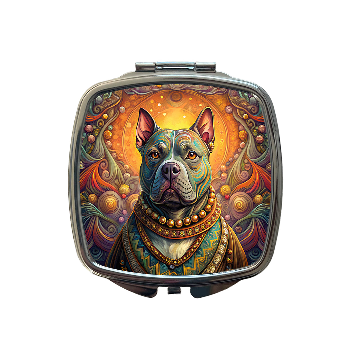 Staffordshire Bull Terrier Staffy Dog French Bohemian Art Small Travel Purse Handbag Pocket Makeup Compact Mirror