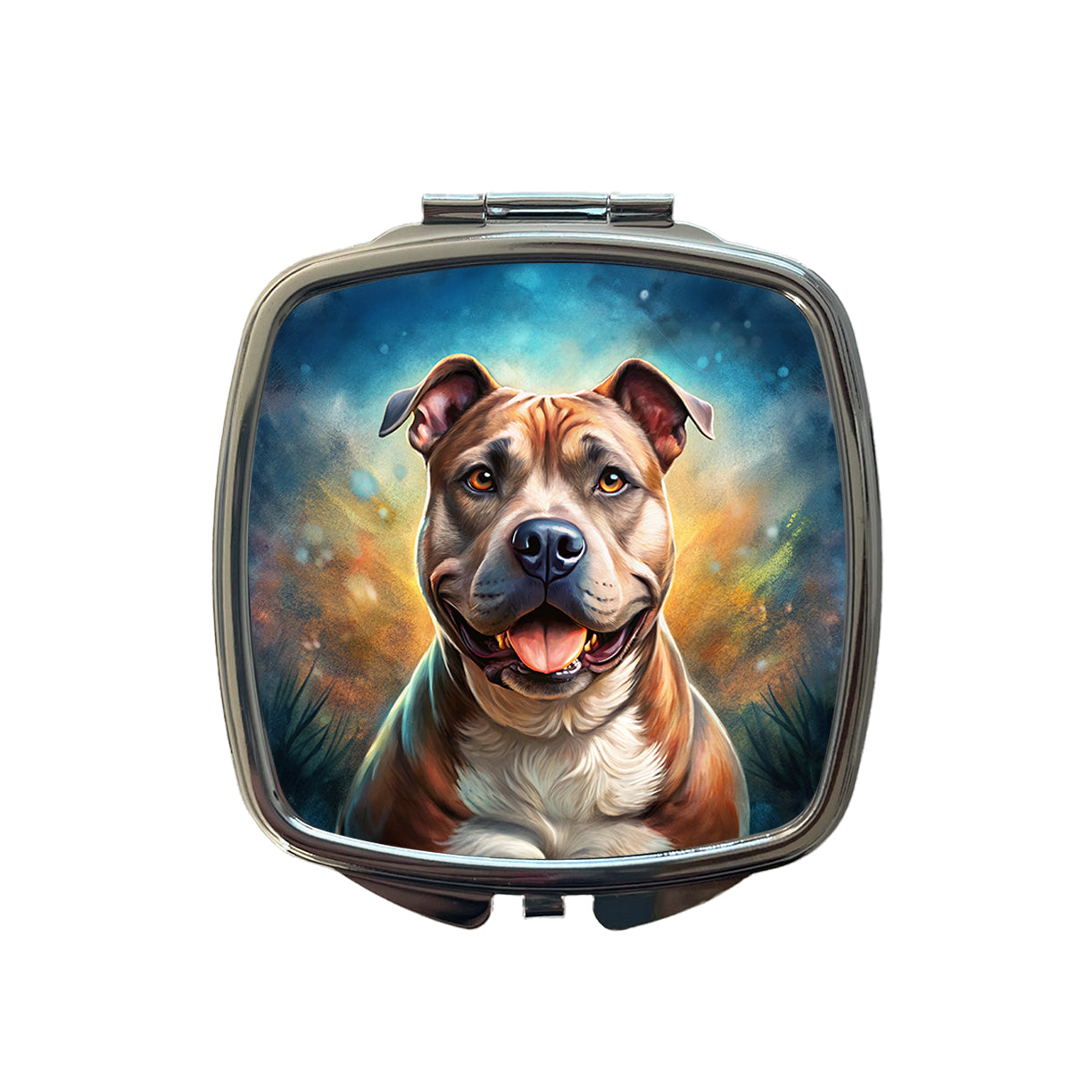 Staffordshire Bull Terrier Staffy Dog Illustration Small Travel Purse Handbag Pocket Makeup Compact Mirror