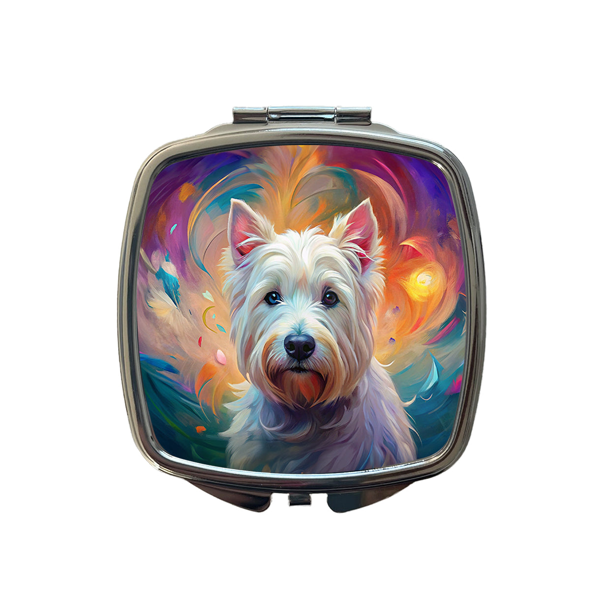 West Highland White Terrier Westie Dog Abstract Art Small Travel Purse Handbag Pocket Makeup Compact Mirror