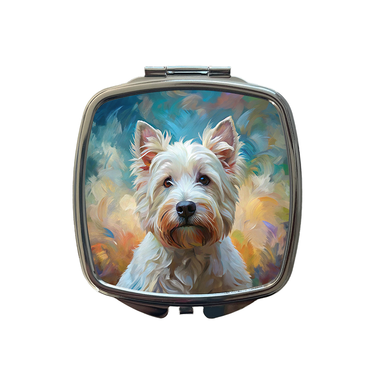 West Highland White Terrier Westie Dog Expressionism Art Small Travel Purse Handbag Pocket Makeup Compact Mirror