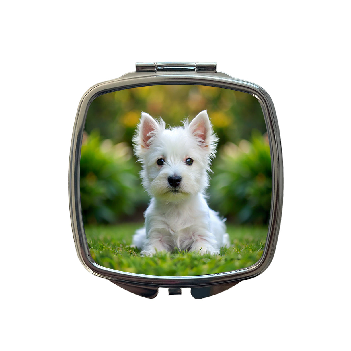 West Highland White Terrier Westie Dog Puppy Photo Small Travel Purse Handbag Pocket Makeup Compact Mirror