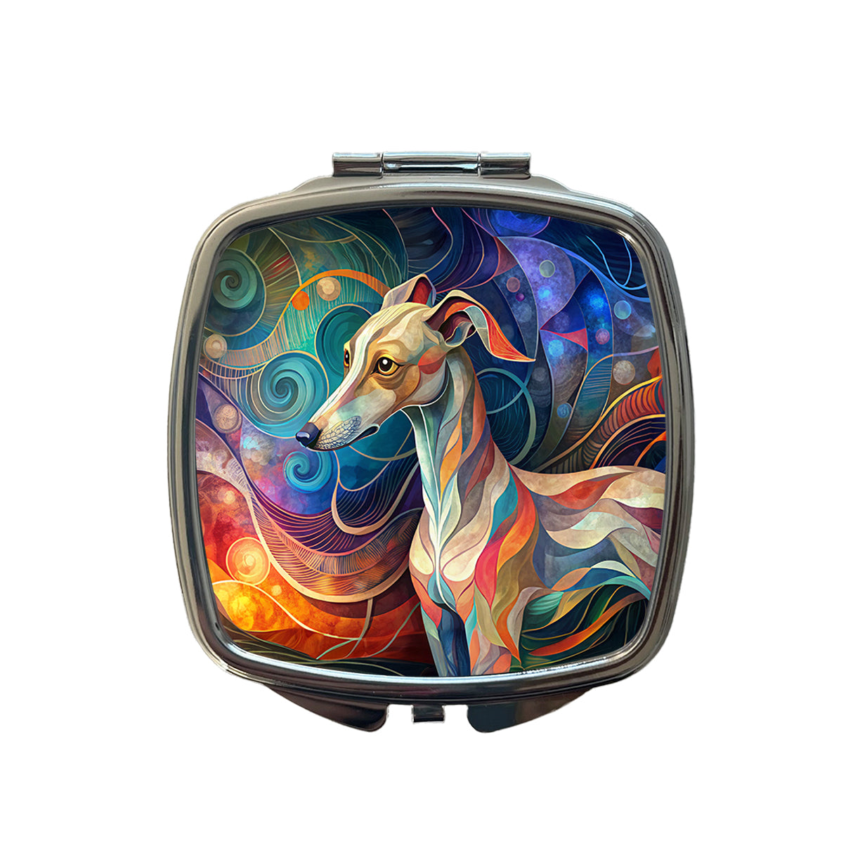 Whippet Dog Abstract Stylized Art Small Travel Purse Handbag Pocket Makeup Compact Mirror