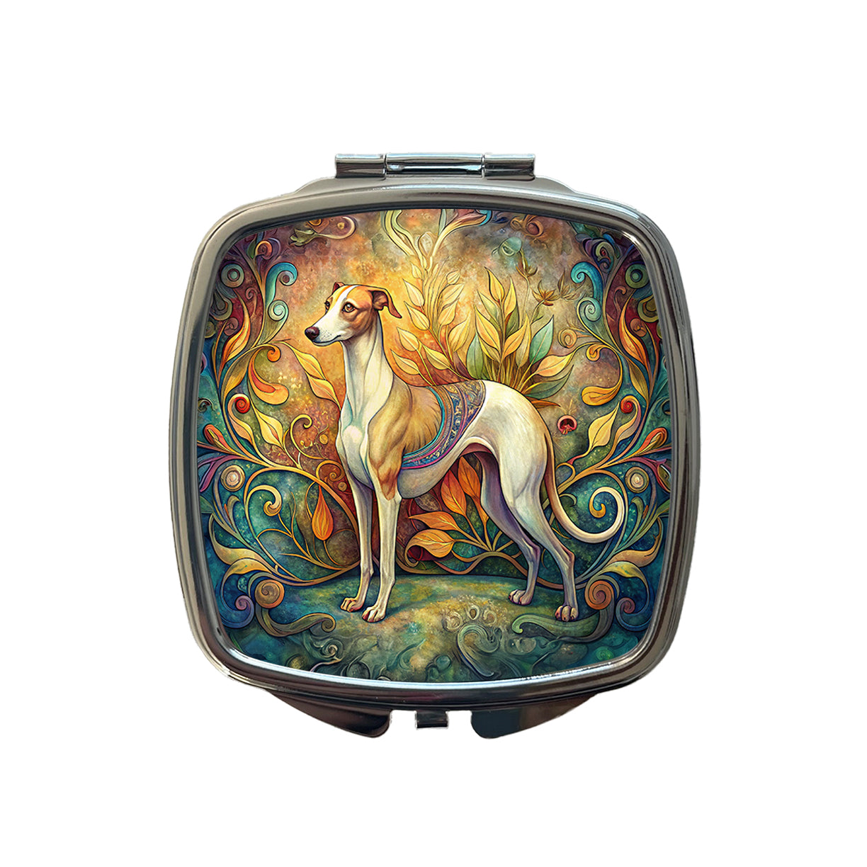 Whippet Dog Art Nouveau Small Travel Purse Handbag Pocket Makeup Compact Mirror