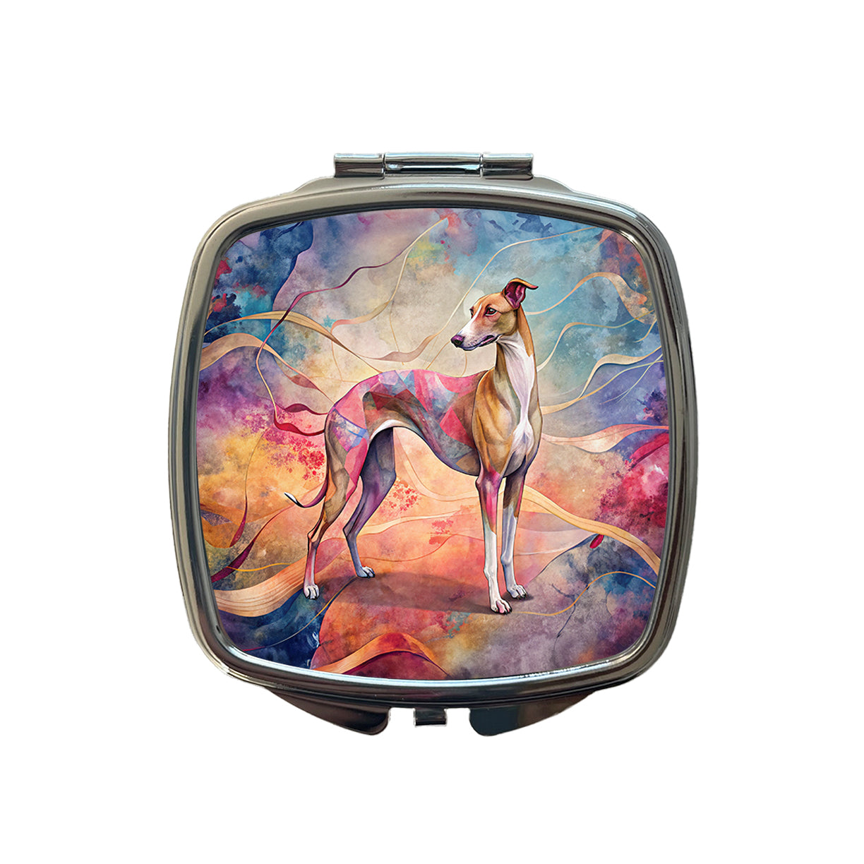 Whippet Dog Contemporary Art Small Travel Purse Handbag Pocket Makeup Compact Mirror