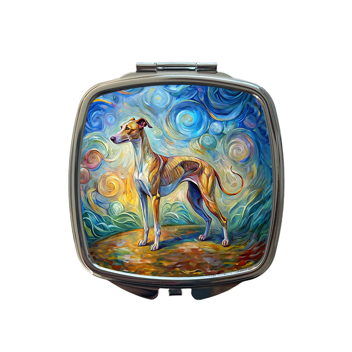Whippet Dog Expressionism Art Small Travel Purse Handbag Pocket Makeup Compact Mirror