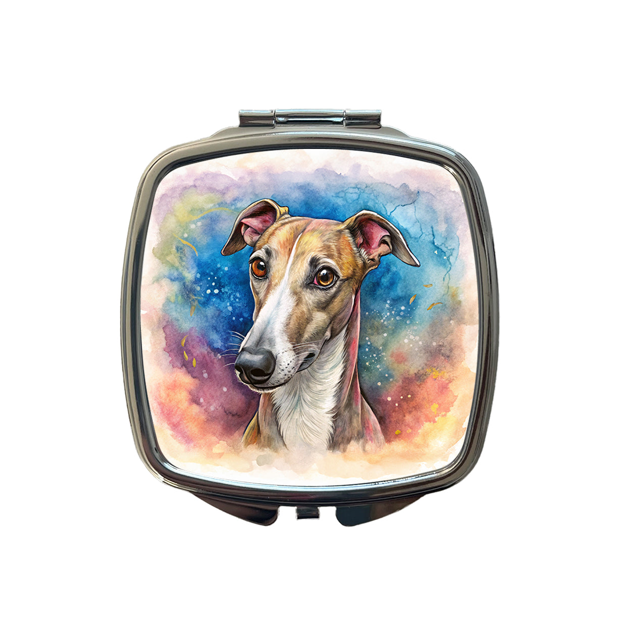 Whippet Dog Illustration Small Travel Purse Handbag Pocket Makeup Compact Mirror