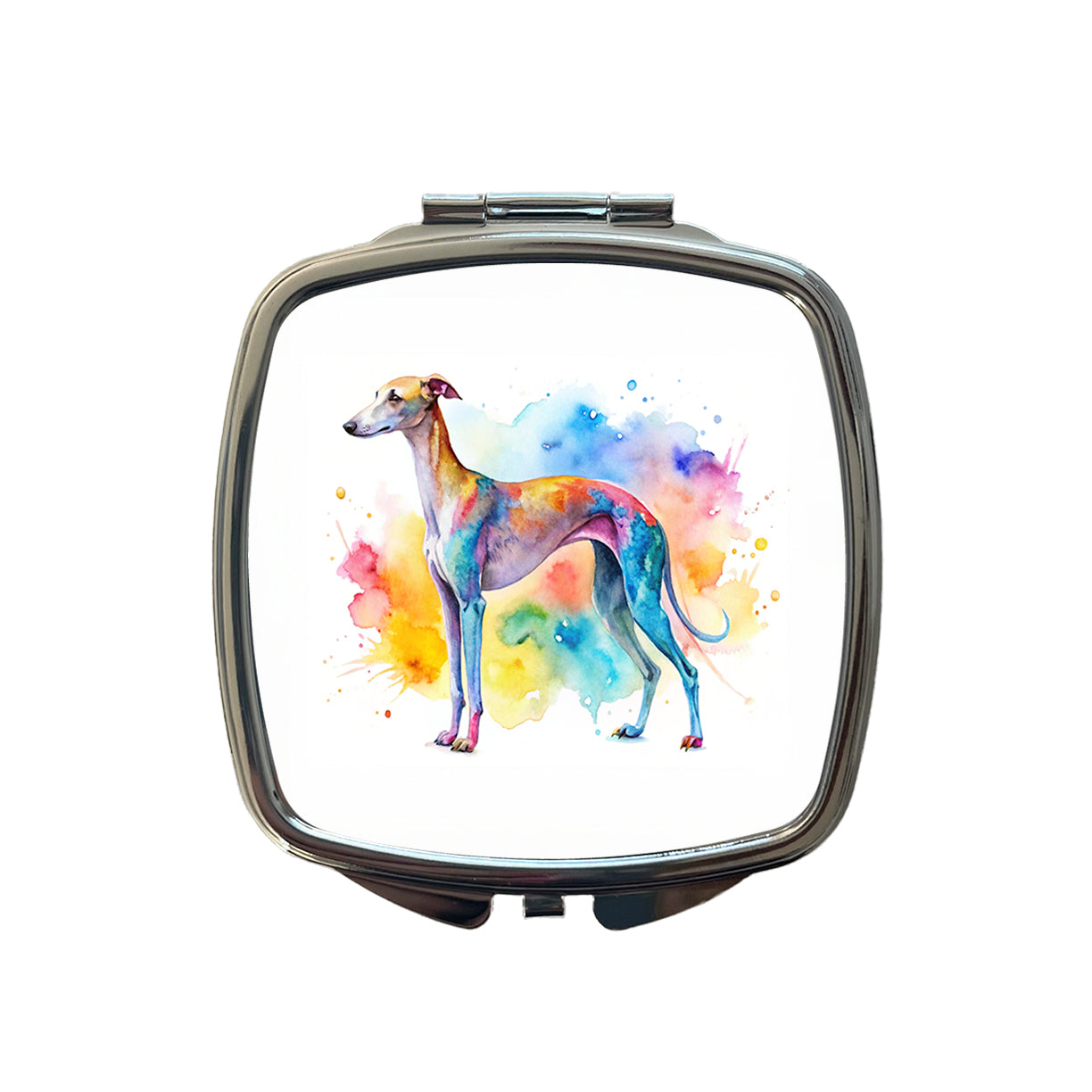 Whippet Dog Watercolor Style Small Travel Purse Handbag Pocket Makeup Compact Mirror