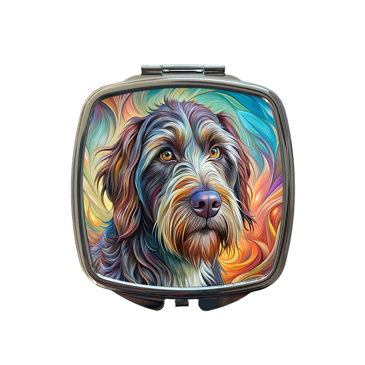 Wirehaired Pointing Griffon Dog Abstract Art Small Travel Purse Handbag Pocket Makeup Compact Mirror