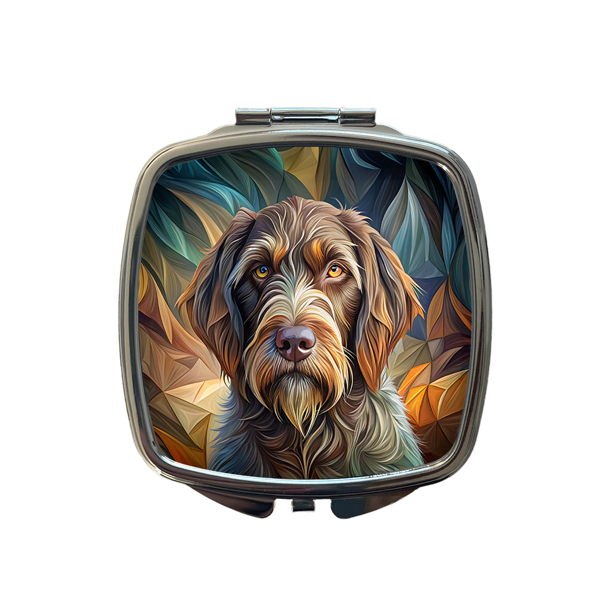 Wirehaired Pointing Griffon Dog Abstract Stylized Art Small Travel Purse Handbag Pocket Makeup Compact Mirror