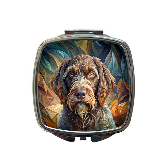 Wirehaired Pointing Griffon Dog Abstract Stylized Art Small Travel Purse Handbag Pocket Makeup Compact Mirror